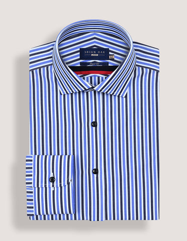 Sky Blue Striped Cotton Dress Shirt