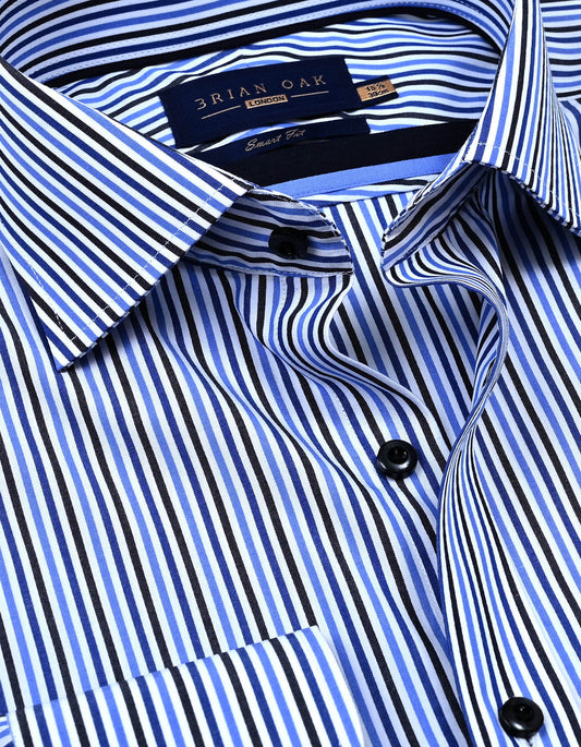 Royal Blue Candy Striped Dress Shirt