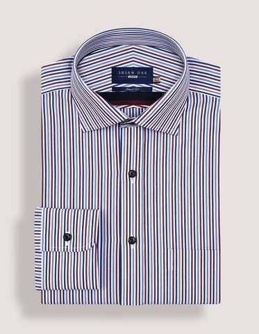 Maroon Candy Striped Dress Shirt