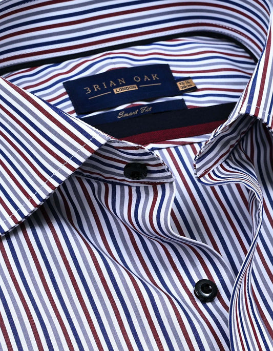 Maroon Candy Striped Dress Shirt