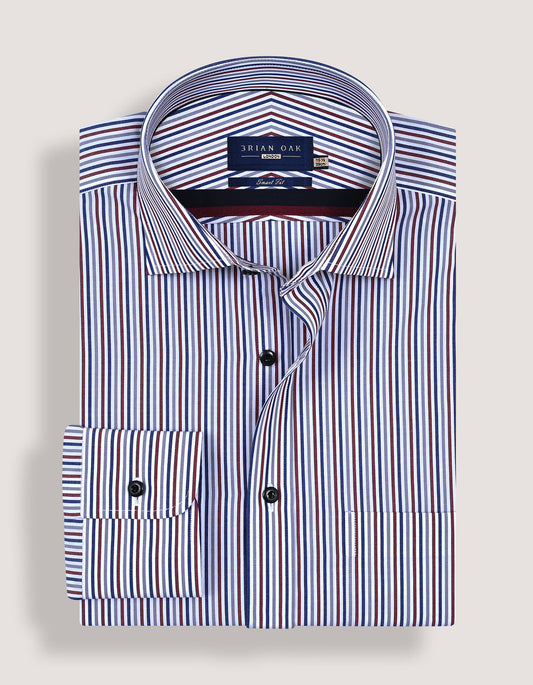 Maroon Candy Striped Dress Shirt