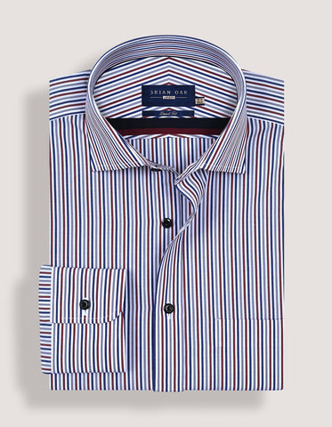 Maroon Candy Striped Dress Shirt