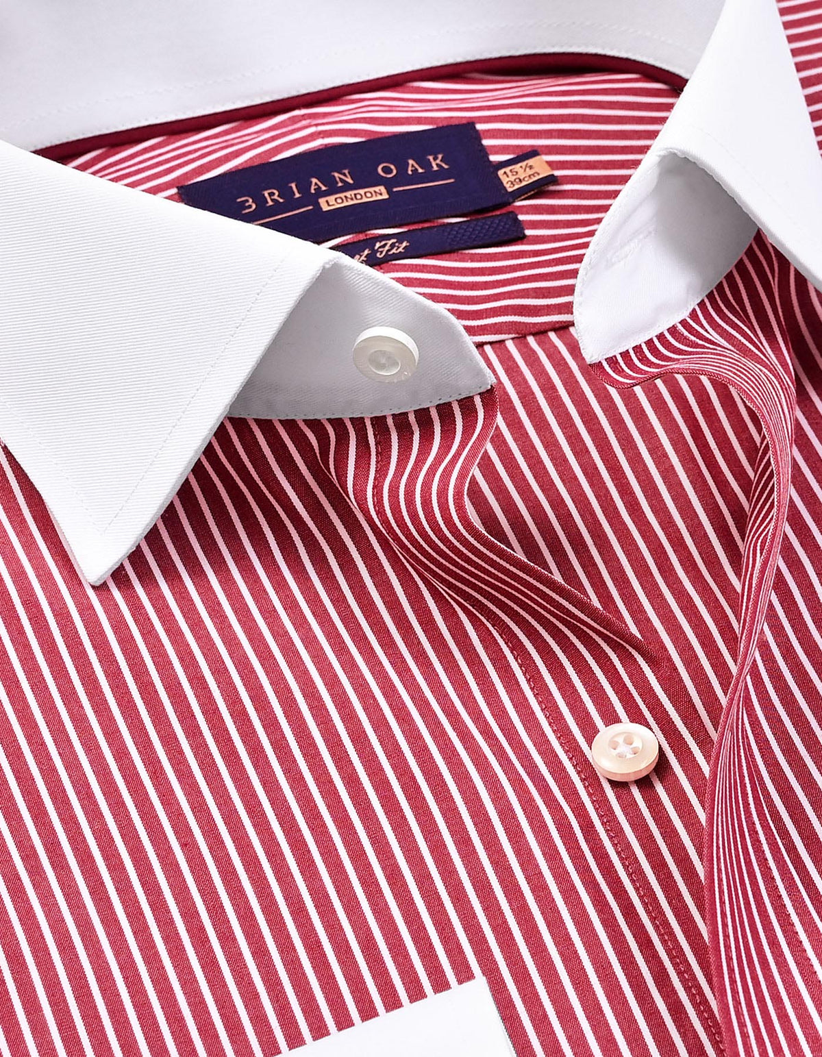 Maroon Striped Shirt with White Collar & Cuffs