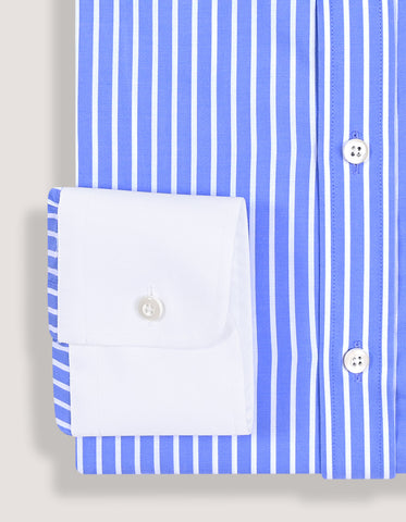 Contrast Collar Striped Sky Formal Shirt
