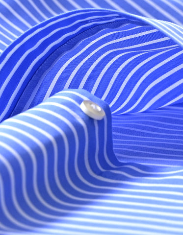 Contrast Collar Striped Sky Formal Shirt