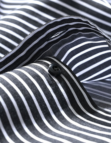 Black Striped Cotton Dress Shirt