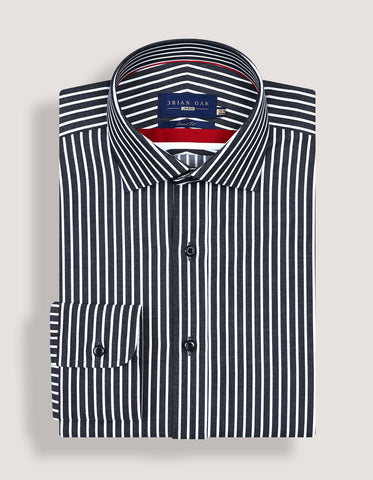 Black Striped Cotton Dress Shirt