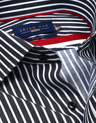 Black Striped Cotton Dress Shirt