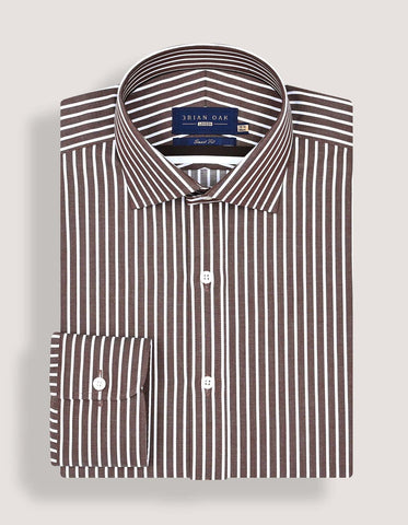 Smart Fit Brown Striped Shirt