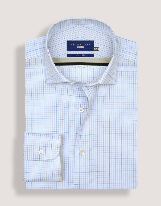 Check Dress Shirt – Blue and Light Brown