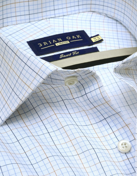 Check Dress Shirt – Blue and Light Brown