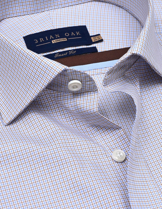 Camisa de vestir a cuadros de color marrón claro