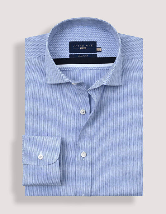 Easy Care Formal Check Shirt – Light Blue