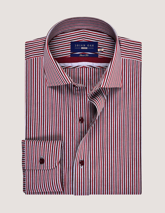 Maroon & Red Striped Smart Fit Shirt