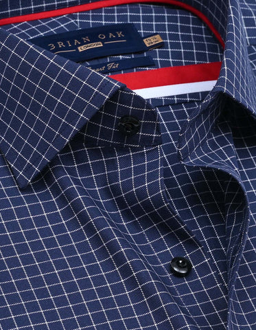 Smart Fit Navy Cotton Check Shirt