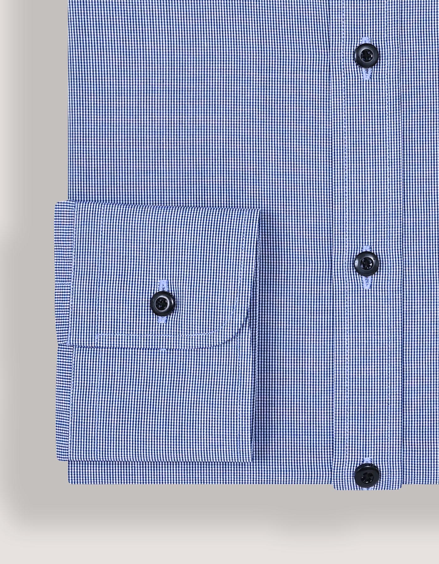 Mens Tailored Smart Fit Blue Checkered Cotton Dress Shirt