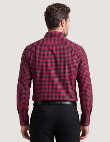 Red And Navy Checkered Formal Shirt