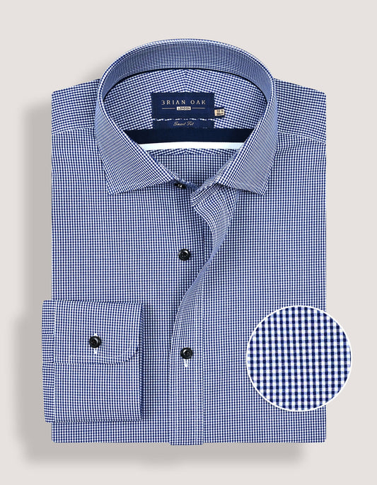 Royal blue mini check shirt for men