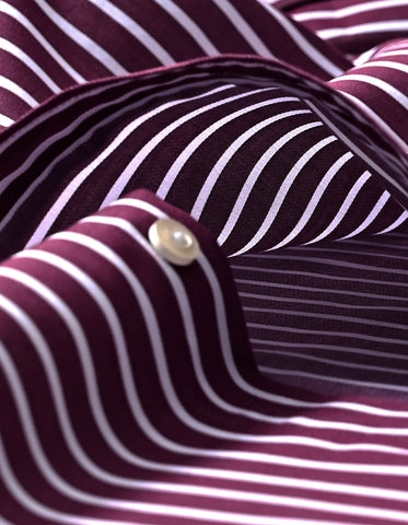 Contrast Collar Striped Light Maroon Formal Shirt