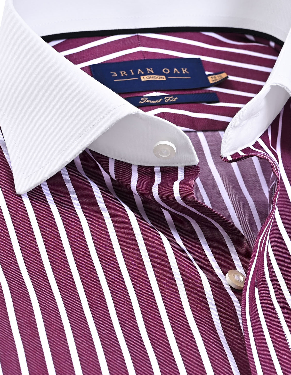Contrast Collar Striped Light Maroon Formal Shirt