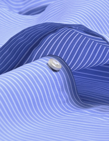 Striped Contrast Collar Sky Formal Shirt