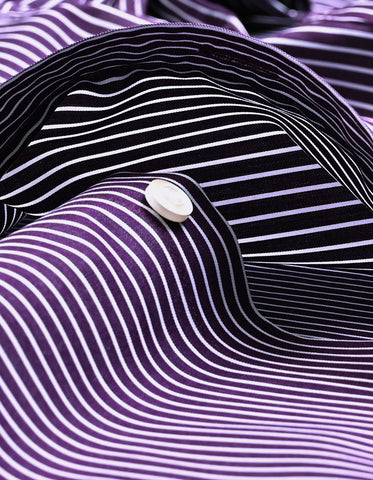 Contrast Collar Striped Dark Purple Formal Shirt