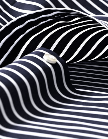 Contrast Collar Striped Navy Formal Shirt