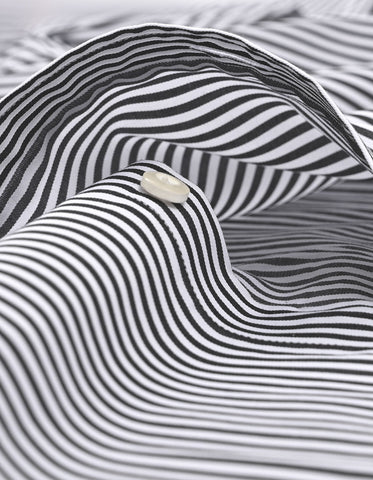 White and black striped contrast collar shirt