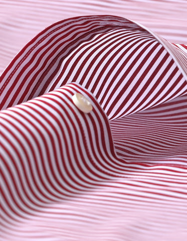 Contrast Collar Striped Maroon Formal Shirt