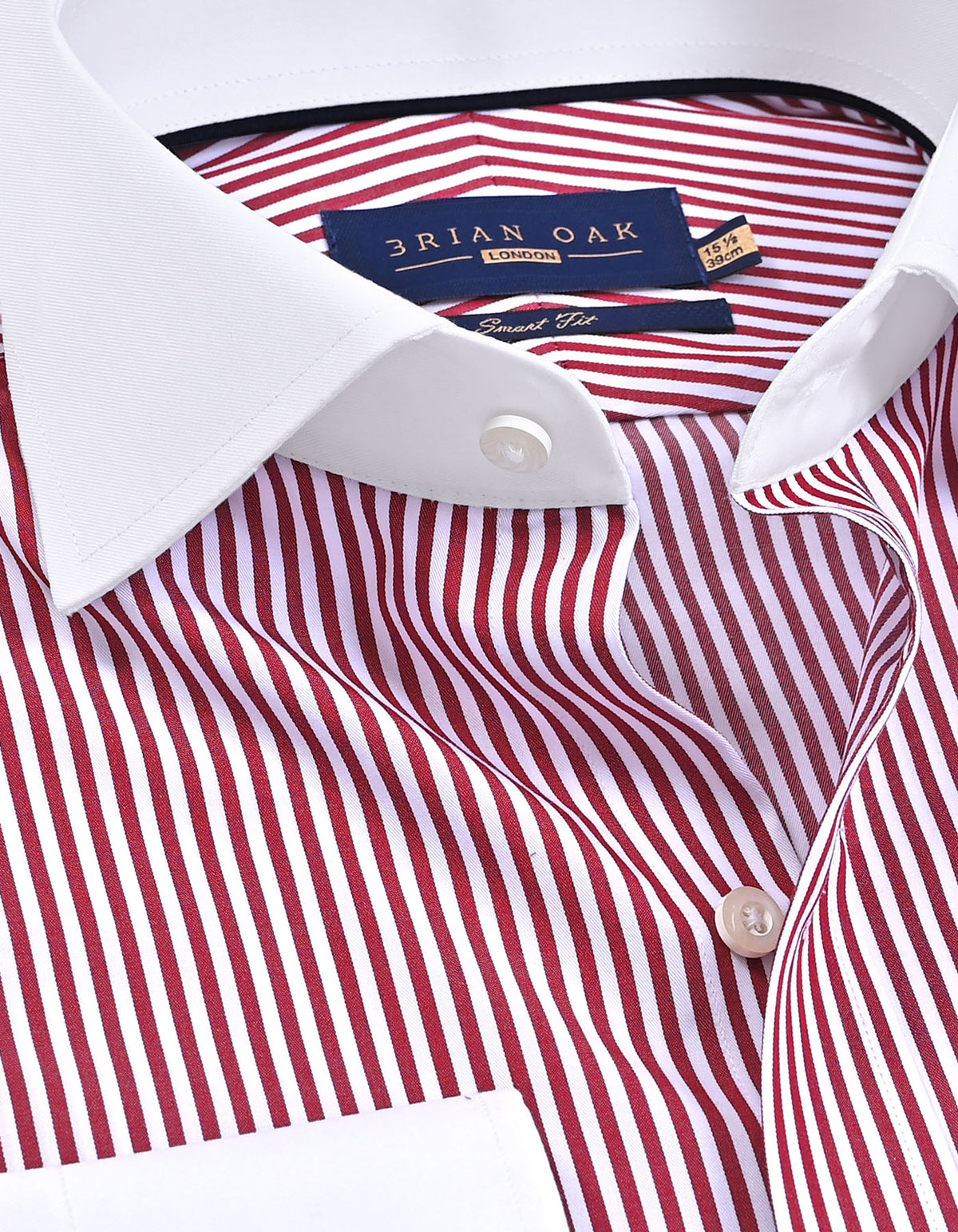Contrast Collar Striped Maroon Formal Shirt