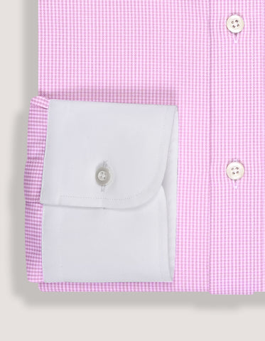 Contrast Collar & Cuffs Check Shirt - Pink