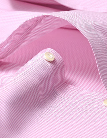 Contrast Collar & Cuffs Check Shirt - Pink