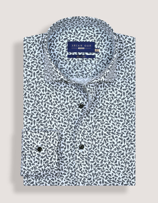 Easy Care Patterned Shirt - White