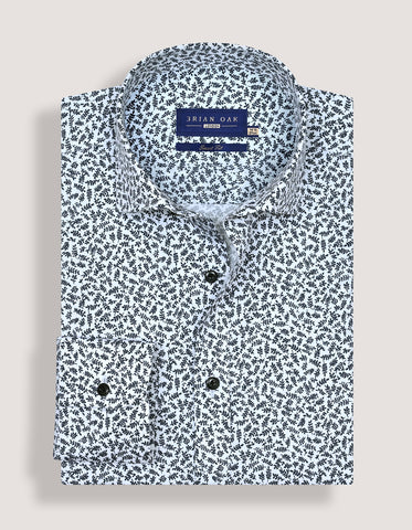 Camisa estampada de fácil cuidado - Blanca