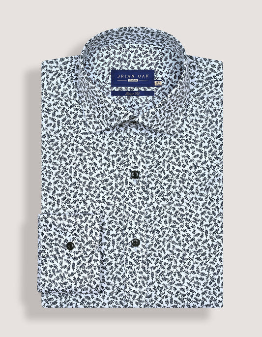 Easy Care Patterned Shirt - White