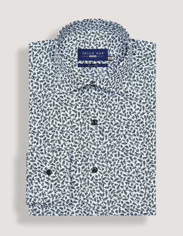 Camisa estampada de fácil cuidado - Blanca