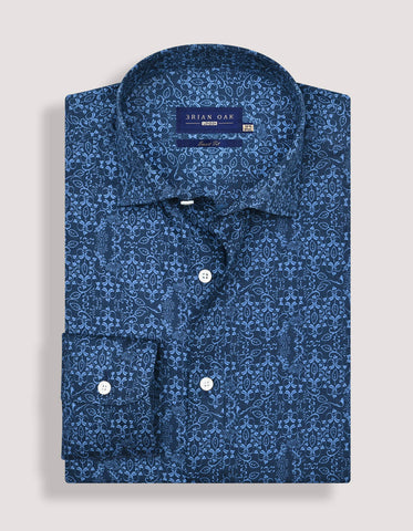 Camisa estampada – Azul marino y azul