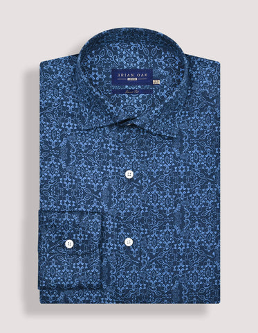 Camisa estampada – Azul marino y azul