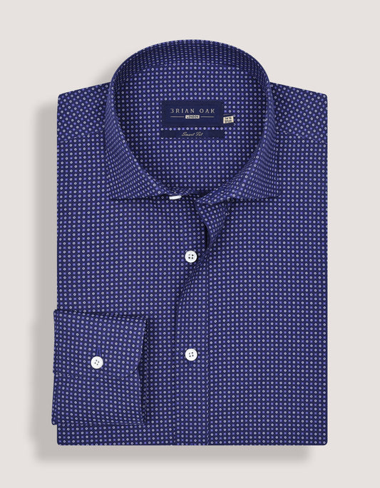 Camisa estampada de fácil cuidado – Azul egipcio