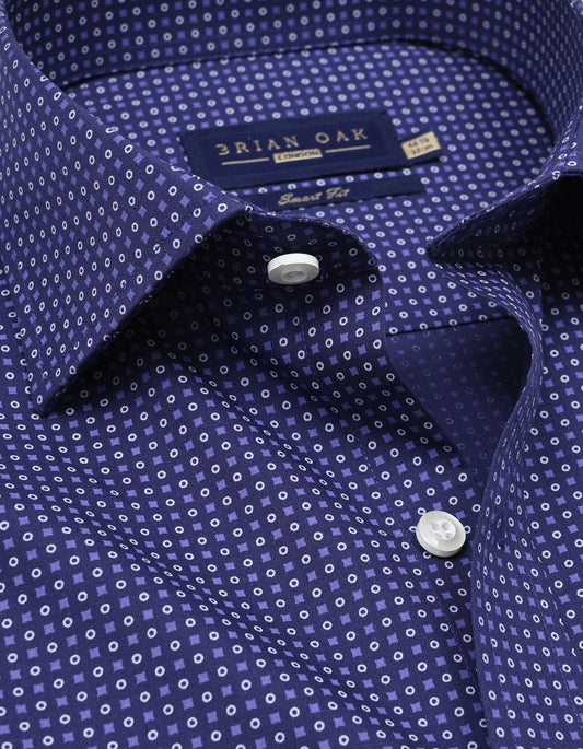 Easy Care Patterned Shirt – Egyptian Blue