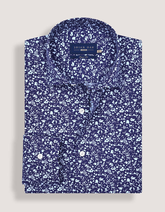 Camisa con estampado floral - Azul cobalto