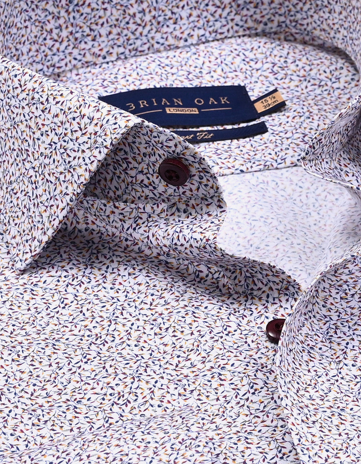 White and Royal Blue Leaf Print Formal Shirt