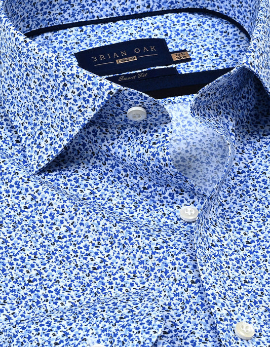 Blue Speckle Print Dress Shirt