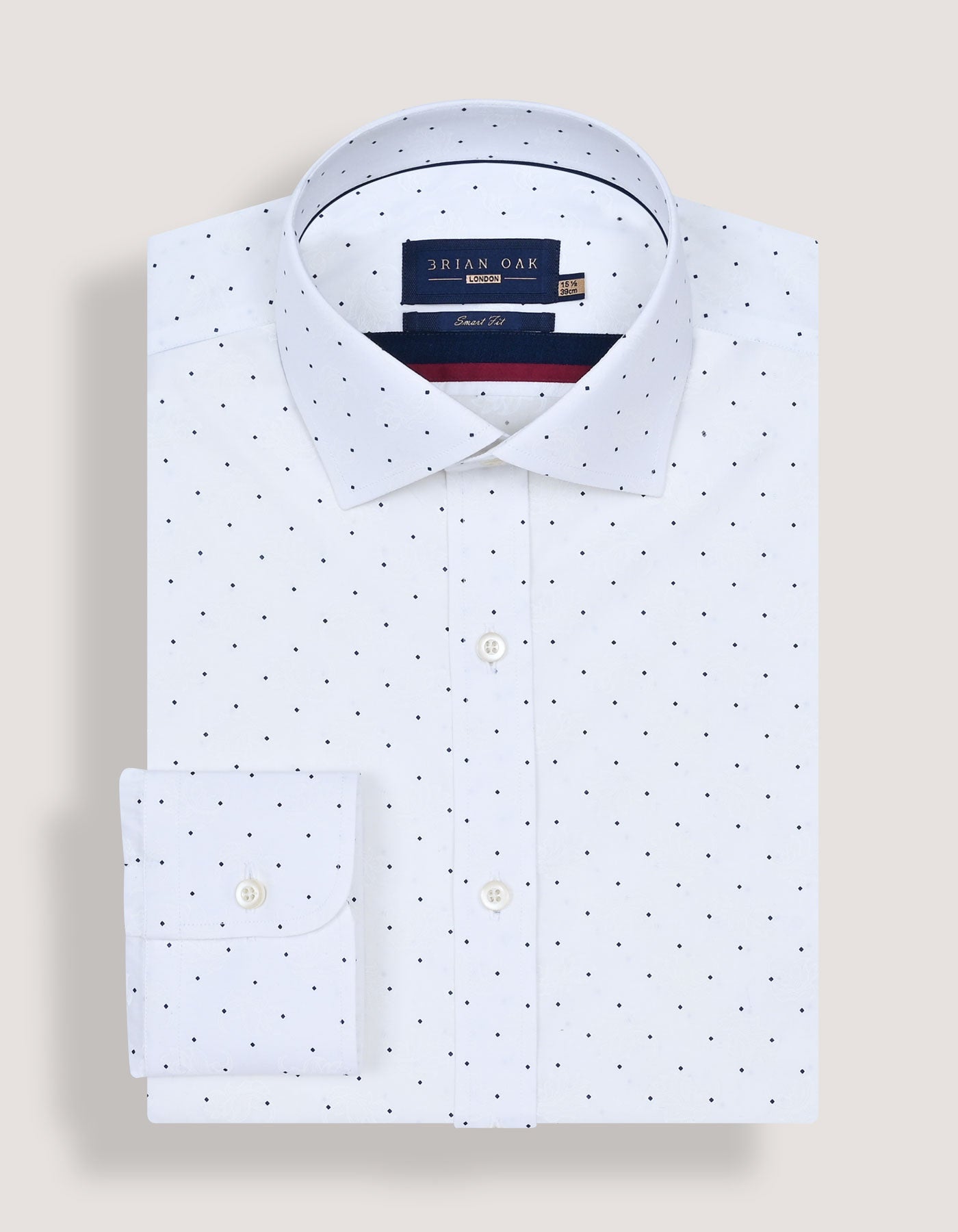 Navy Dotted White Dress Shirt | Brian Oak UK Navy Dotted White Dress Shirt | Brian Oak UK