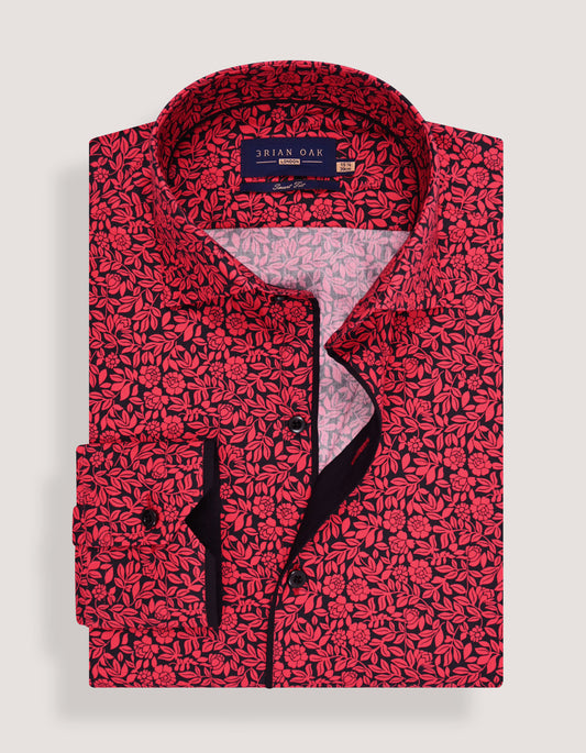 Red & Black Floral Shirt
