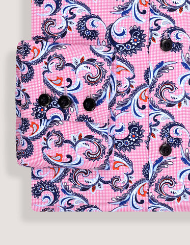 Pink Paisley Printed Semi Formal Shirt