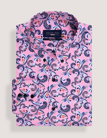 Pink Paisley Printed Semi Formal Shirt