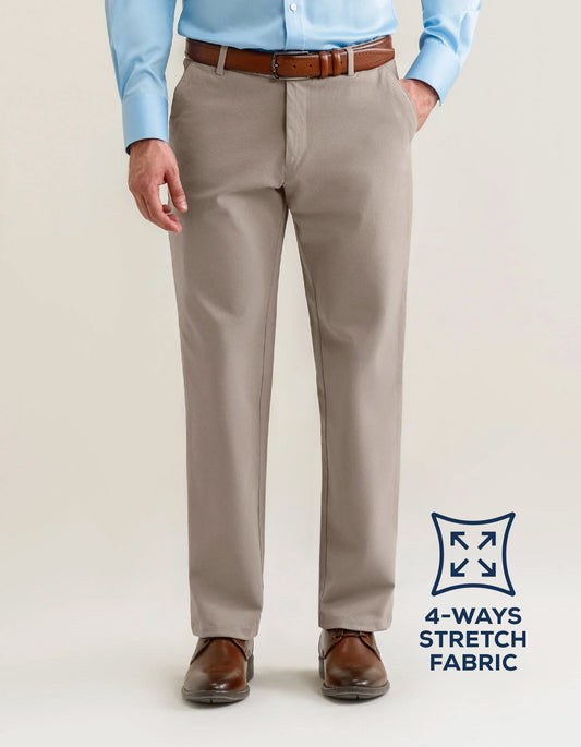 Beige Performance Chino Trousers