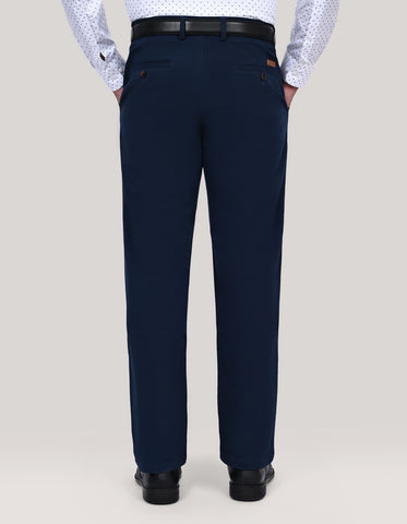 Modern Navy Blue Cross-Pocket Chinos