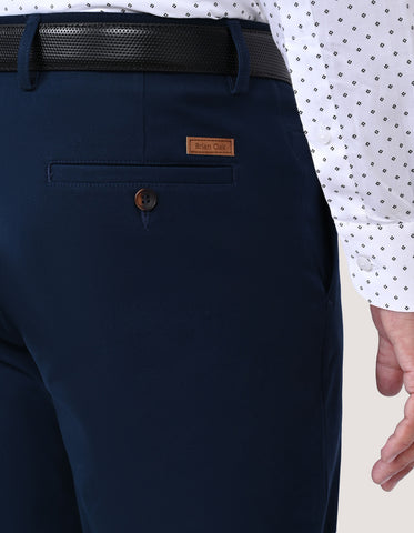 Modern Navy Blue Cross-Pocket Chinos